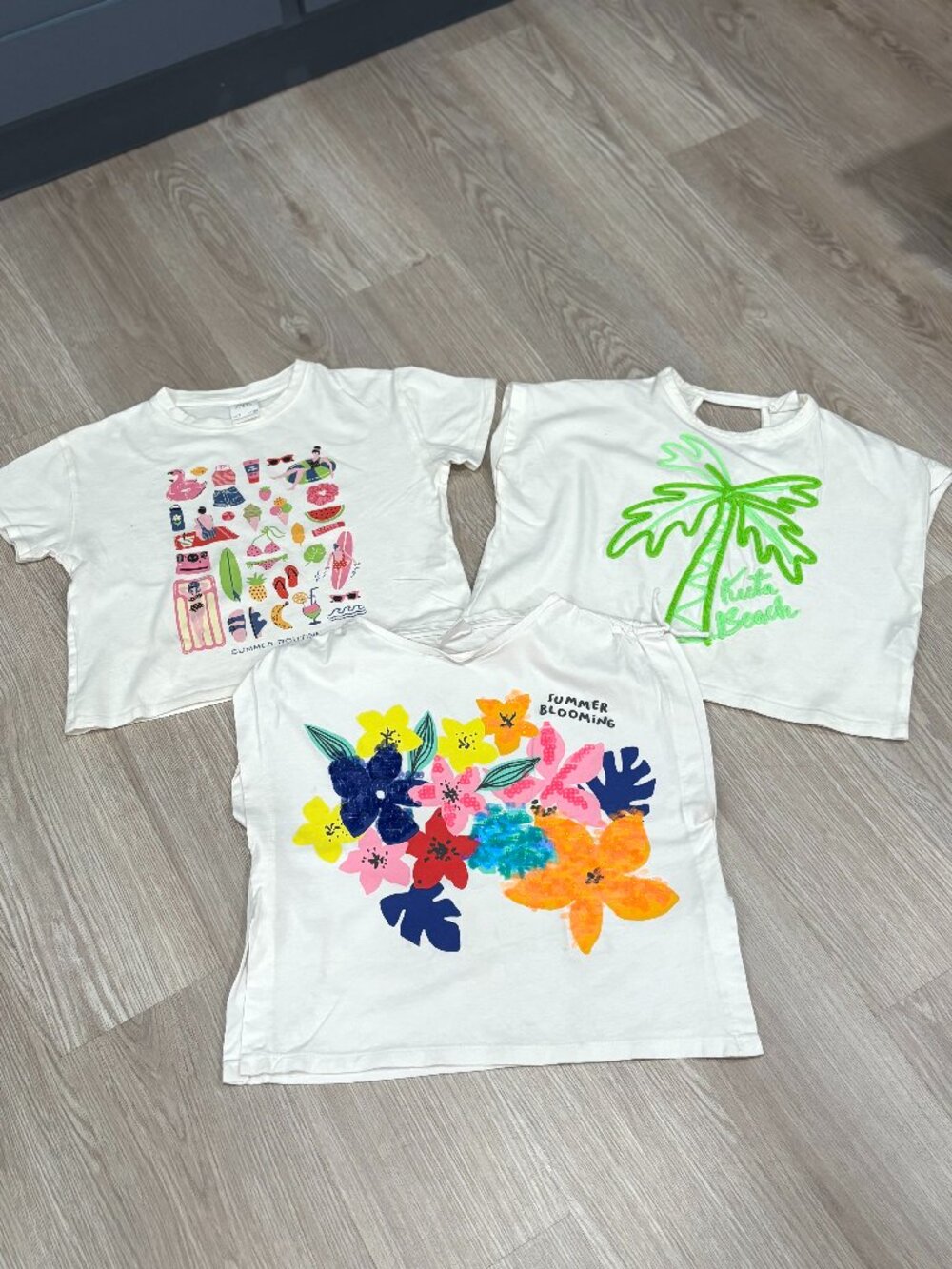 LOT - 3 Zara Kids Girl Cropped T-shirts - Size 7